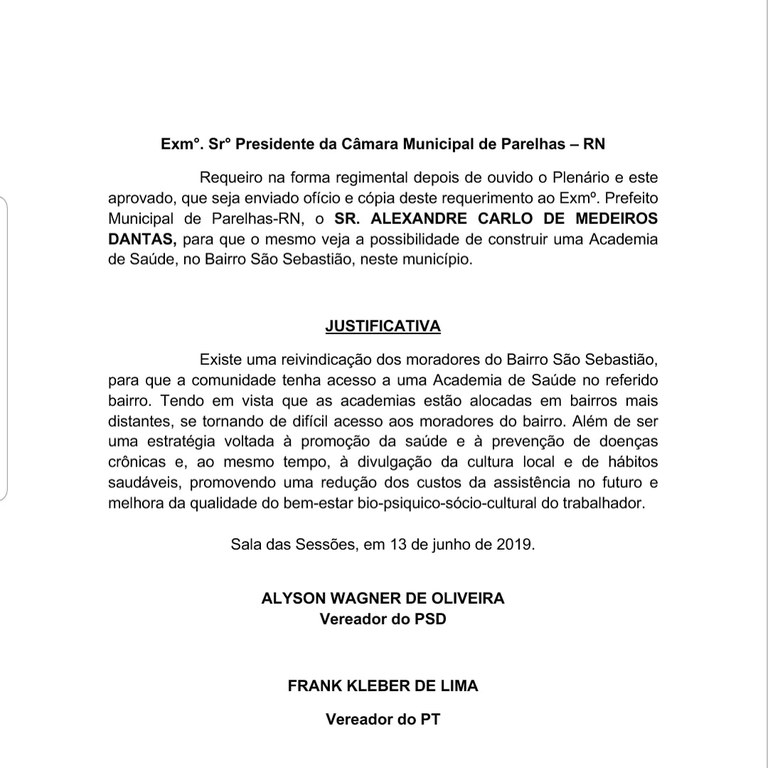 Apresentado Requerimento Que Solicita Do Prefeito A Constru O De Uma